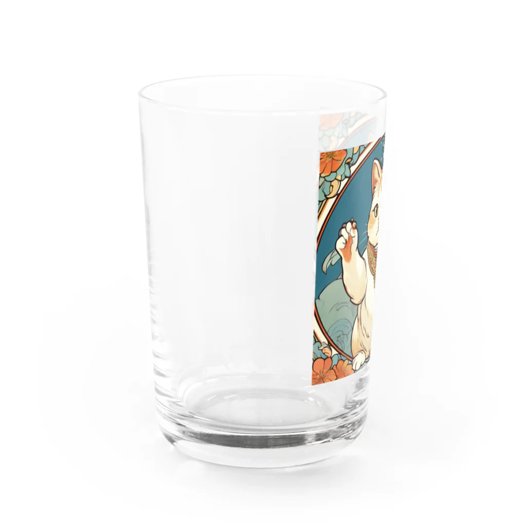 ゆまちゃんの開運雑貨屋さんの夜のミュシャ風招き猫 Water Glass :left