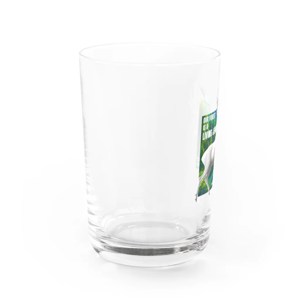 kazu_gの森は生きている「宝石」です！静寂を貴方の声で守ってください！（濃色用） Water Glass :left