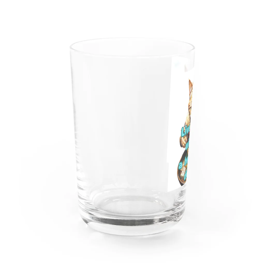 NaturalCanvasのlive long with a healthy diet! Water Glass :left