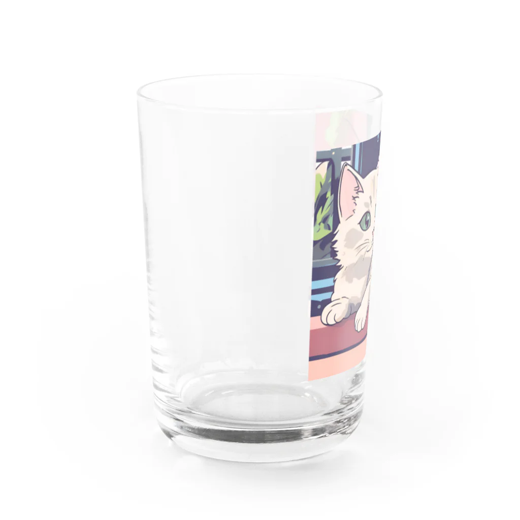 ゆったりのふわふわ猫ちゃんキーホルダー Water Glass :left