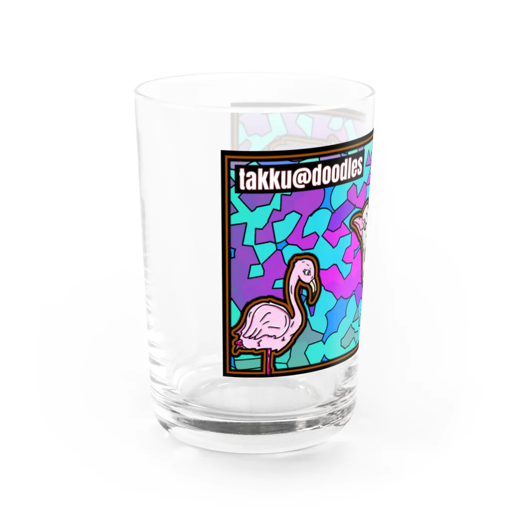 takku@doodlesのダチョウとフラミンゴ Water Glass :left