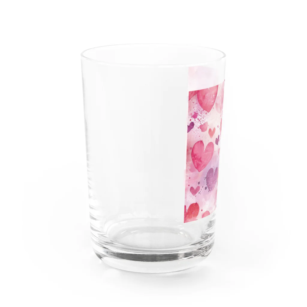 オンラインショップイエローリーフのハート　赤　ピンク　青　可愛い Water Glass :left