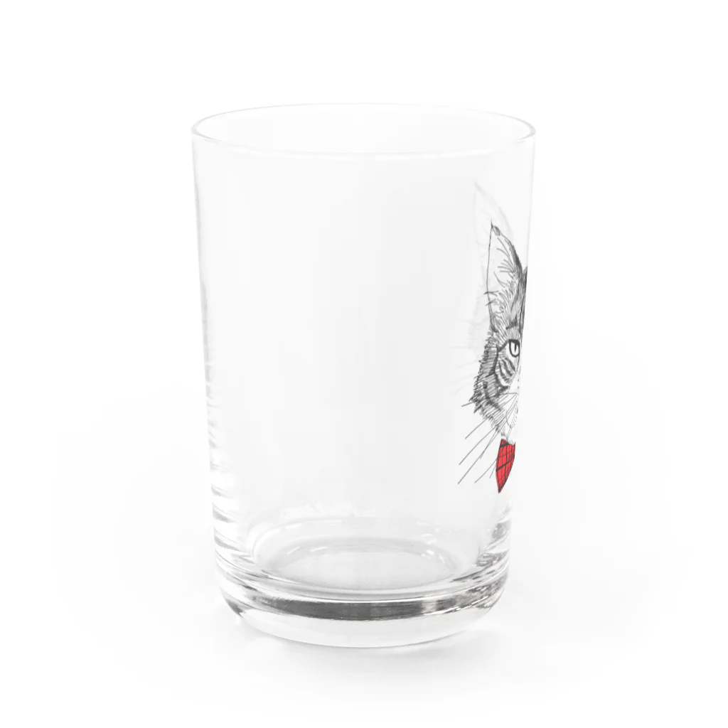 はねまる ショップのCharlie the Cat(赤リボン) Water Glass :left