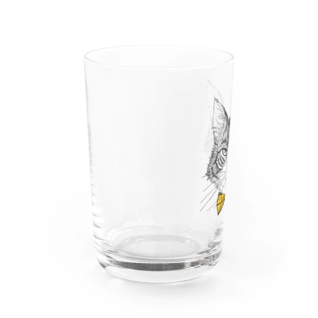 はねまる ショップのCharlie the  Cat(黄リボン) Water Glass :left