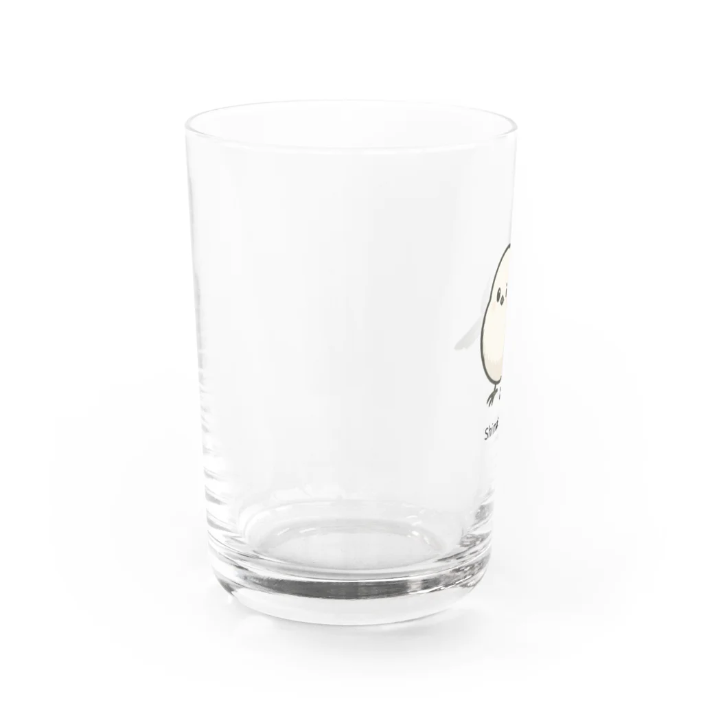 もふもふエナガ堂のもふもふシマエナガTシャツ｜癒し系どうぶつデザイン Water Glass :left
