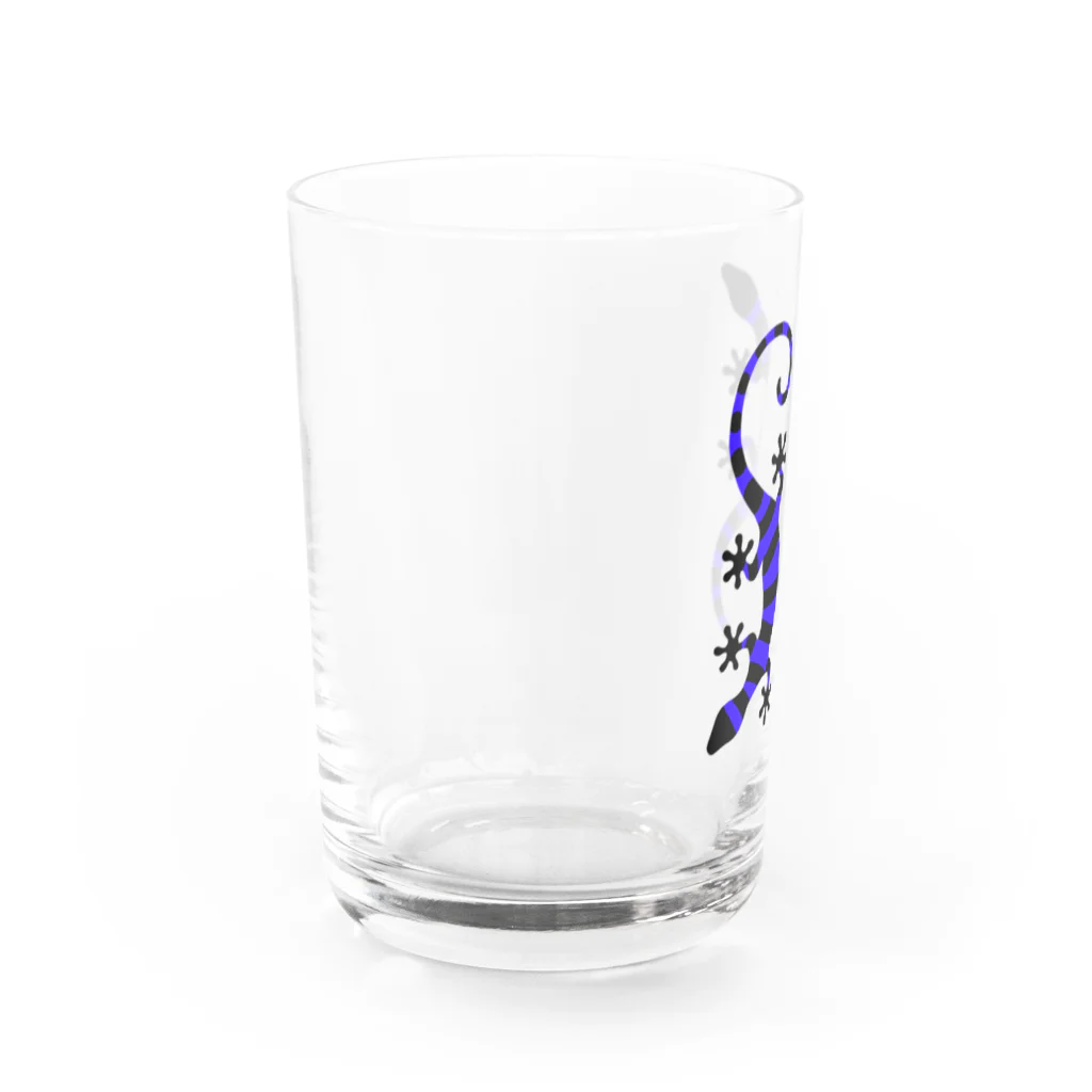 ツバメ堂のしましまの青いトカゲ二匹 Water Glass :left