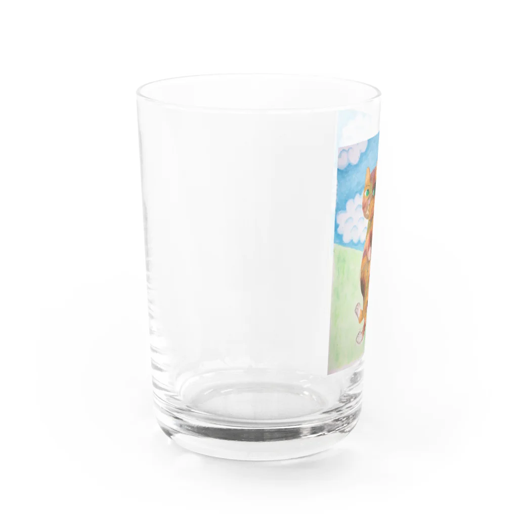 あなぐま(ひらいまき)の手をつなぎたいコケねこさん Water Glass :left