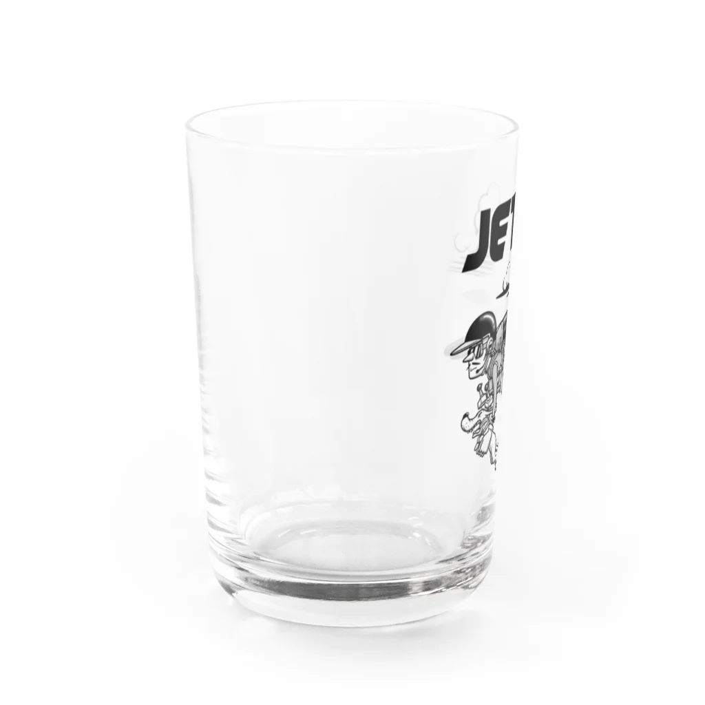 nidan-illustrationのhappy dog -JET- (black ink) Water Glass :left