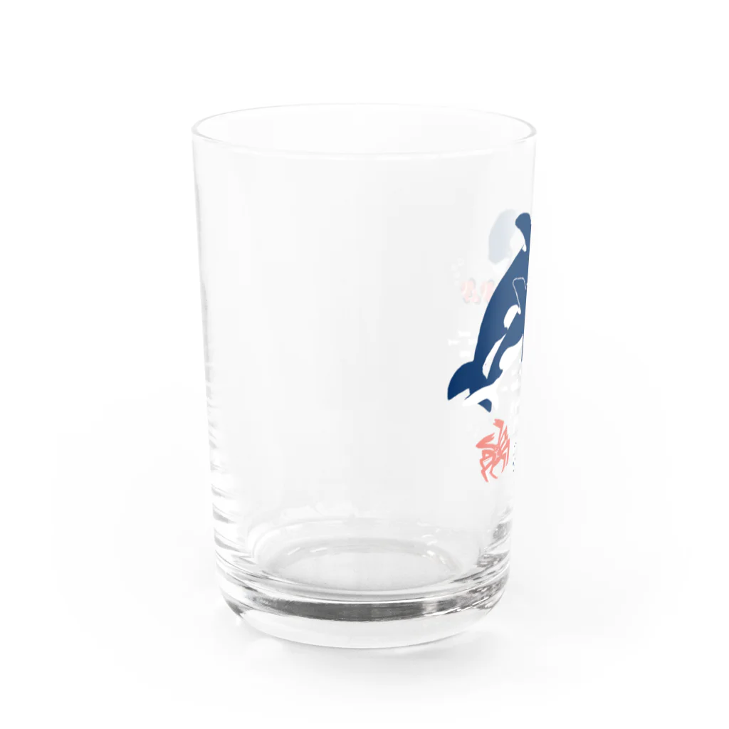 ちゃこぺん（SUZURI店）のシャチ！！！！オルカ！！逆叉！！ Water Glass :left