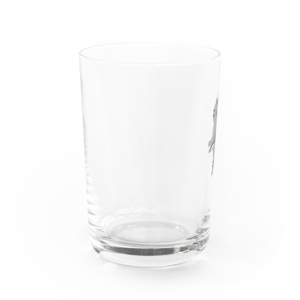 SUIMINグッズのお店の盗んだ焼きサンマと歩き出すねこ Water Glass :left