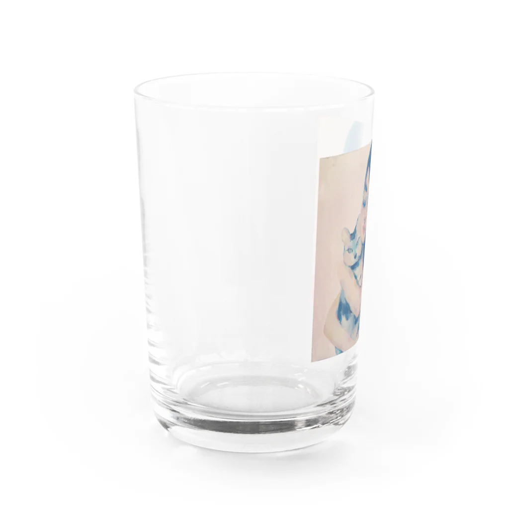 Miu Shinodaの女と愛猫 / une femme et son bon chat Water Glass :left