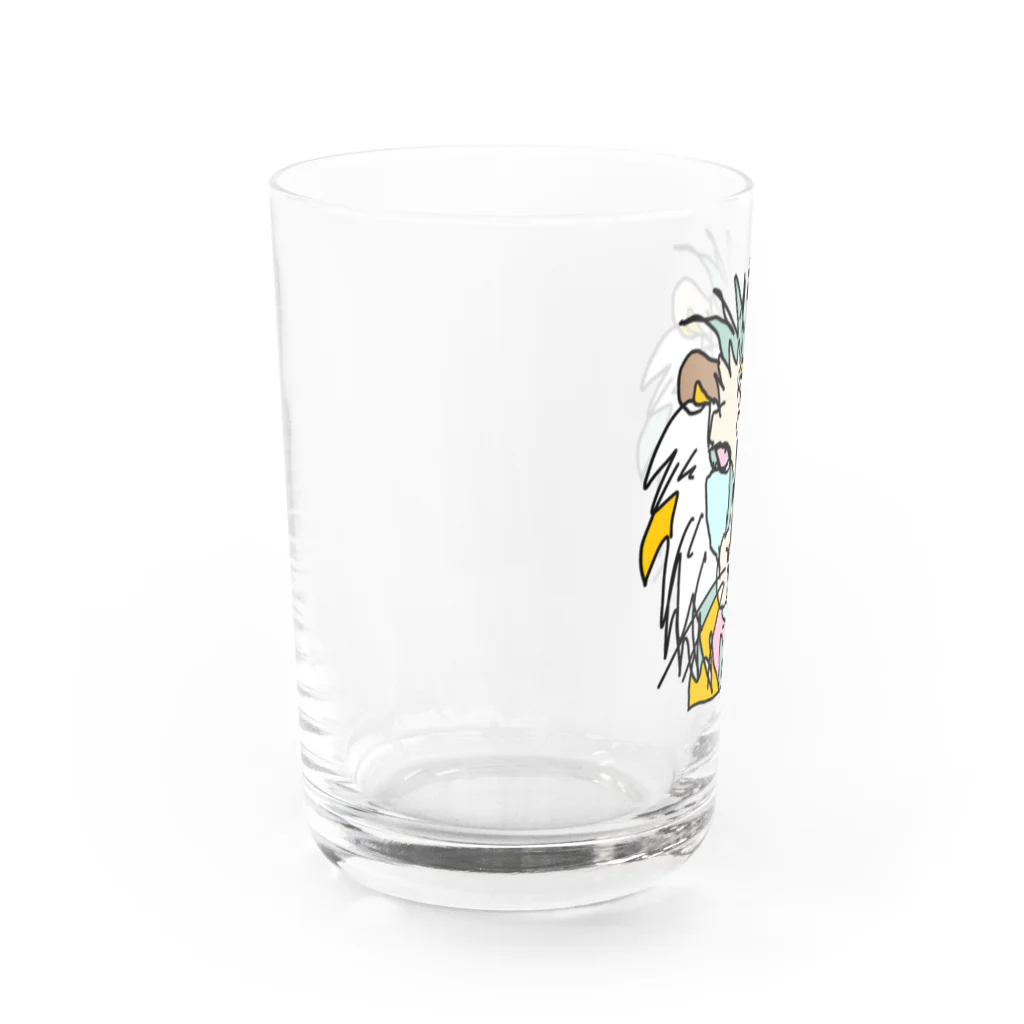 Full of vitality　(フル　オブ　バイタリティ)のwhite☆lion　(白いライオン)　白バージョン　Full of vitality　(フル　オブ　バイタリティ) Water Glass :left