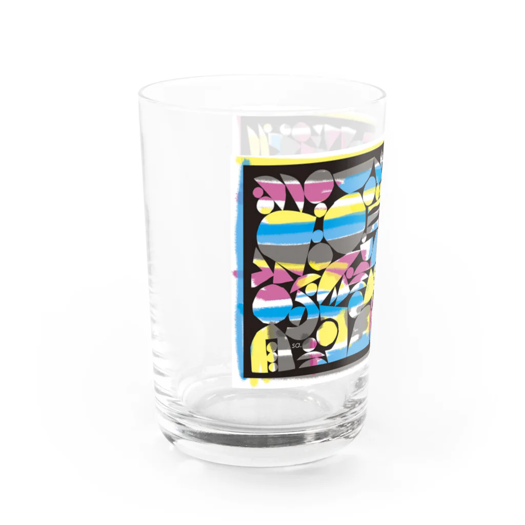 〈ヤマサキサチコ〉ショップの木版画裏彩色風 Water Glass :left