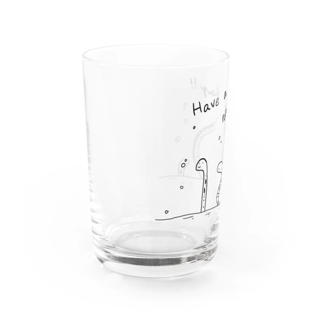 Cacao-wani（かかおわに）のにょろにょろ一族「Have a nice day!!」 Water Glass :left