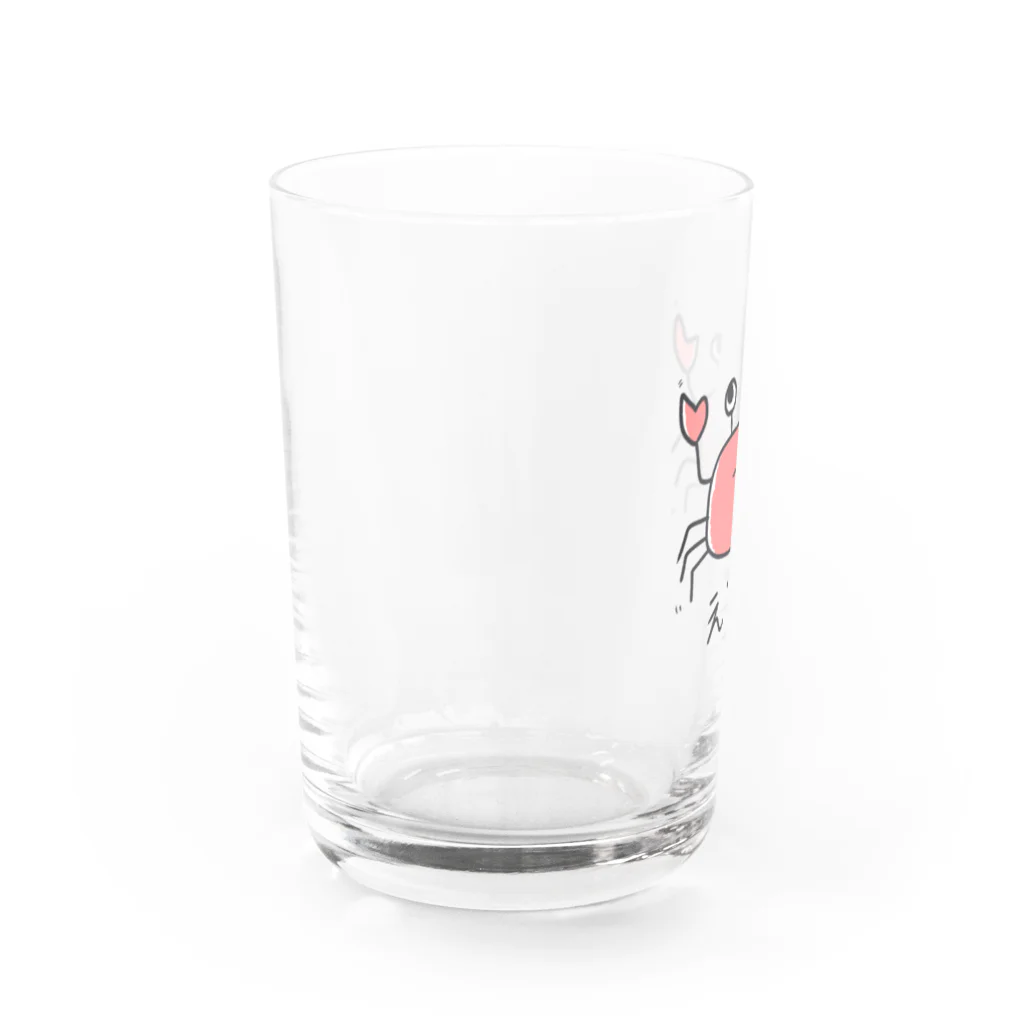 ちょりすけのナントカのえびの絵　色付き Water Glass :left