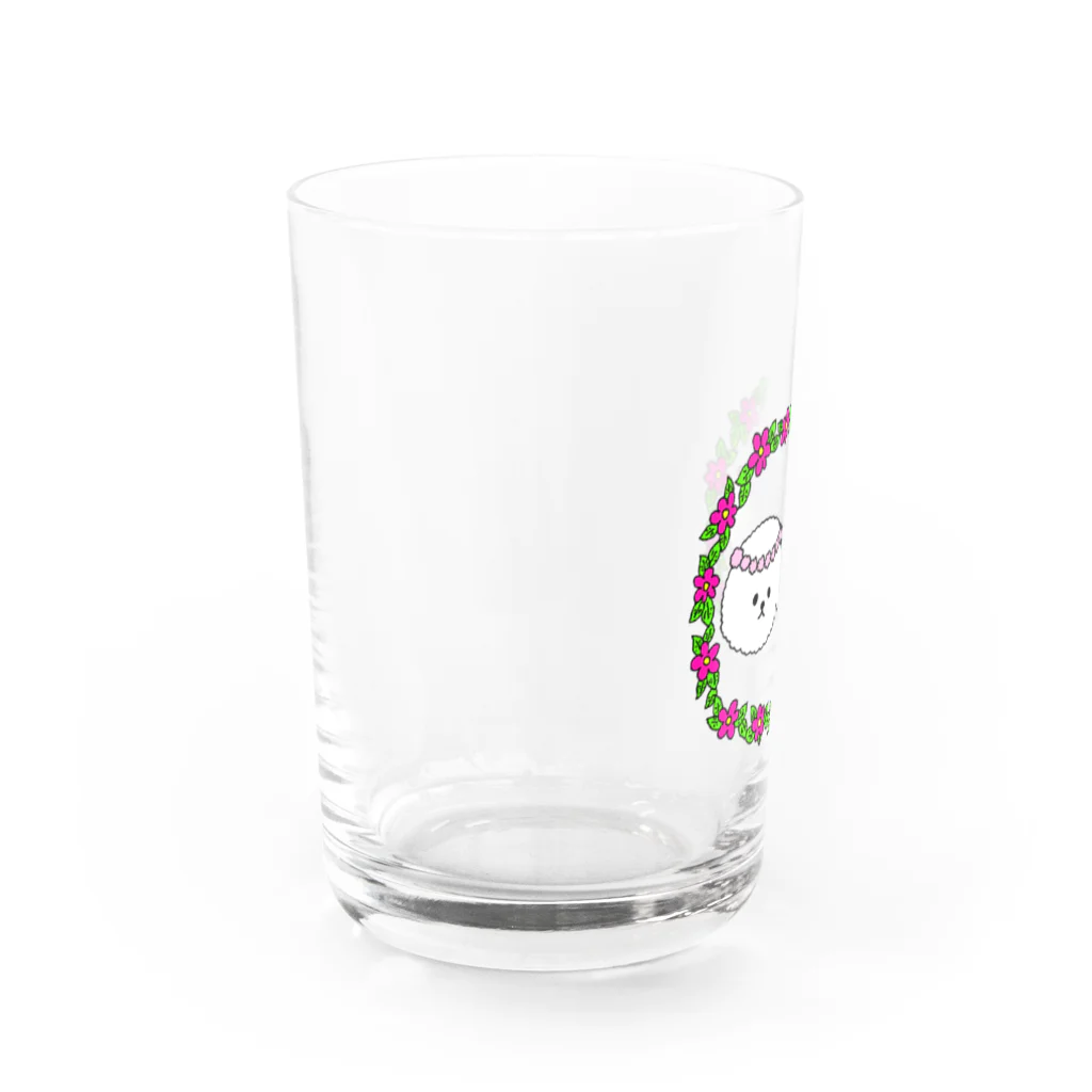 しょうゆごはんのビションフリーゼ 花かんむり Water Glass :left