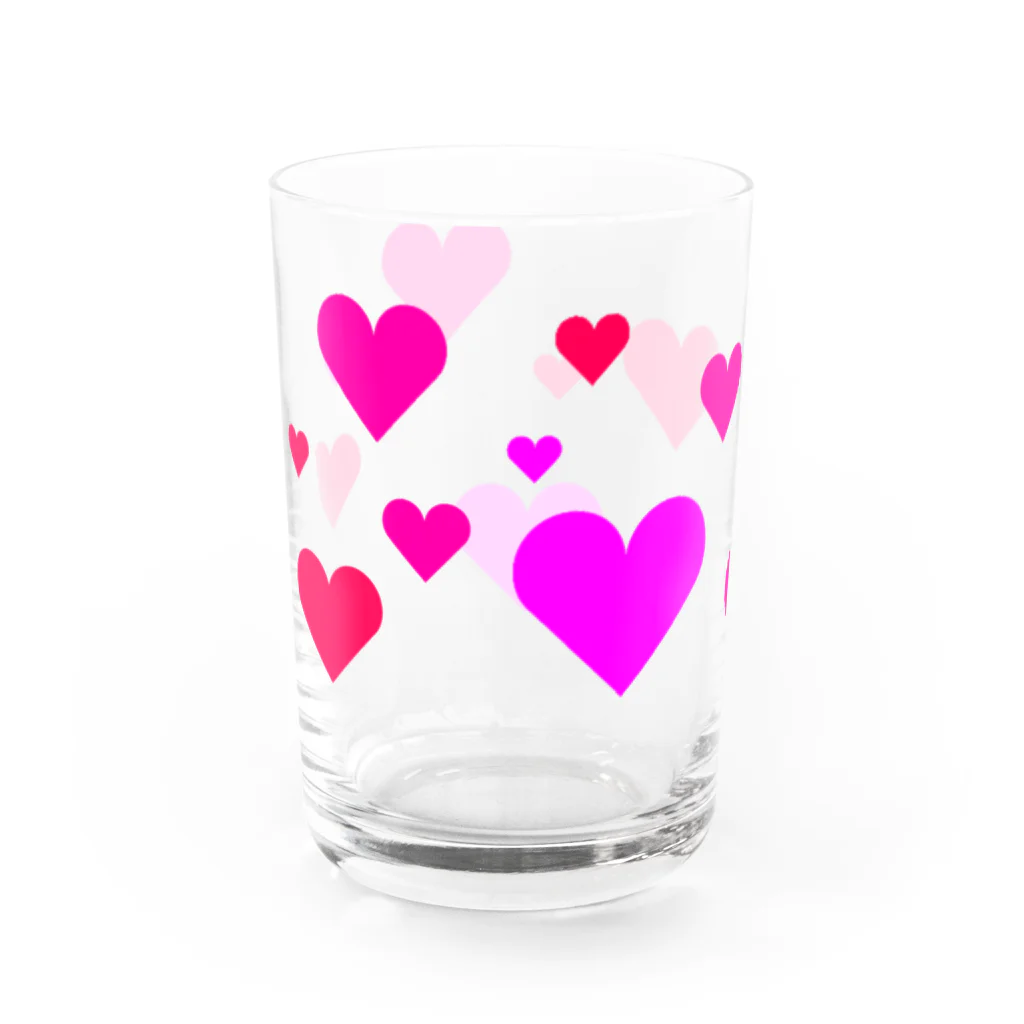 はまとあきのハートたくさん(赤) Water Glass :left