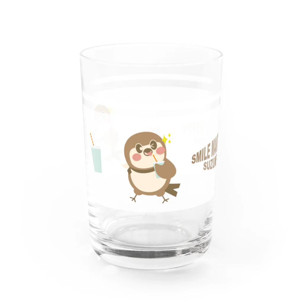 “すずめのおみせ” SUZURI店のHello! すずめだいきち Water Glass :left