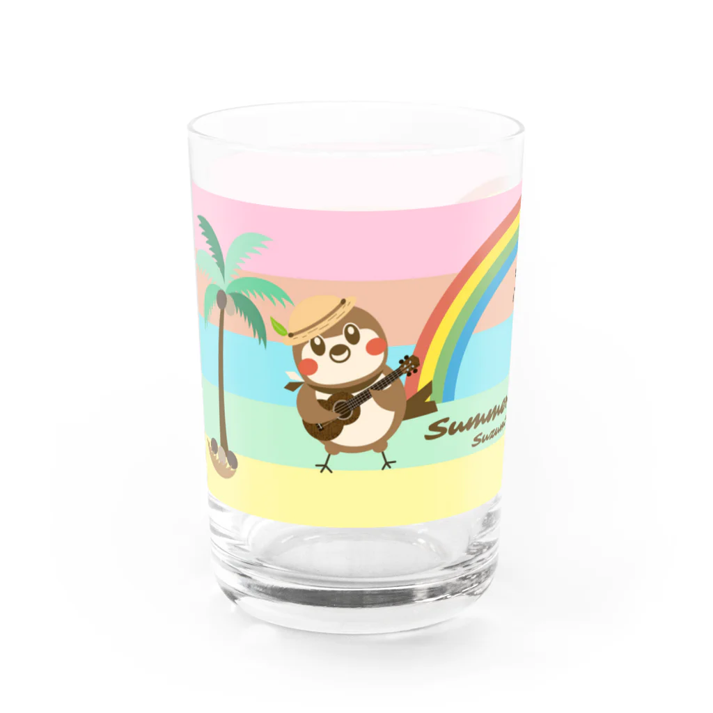 “すずめのおみせ” SUZURI店のだいきち（サマホリ）グラス Water Glass :left