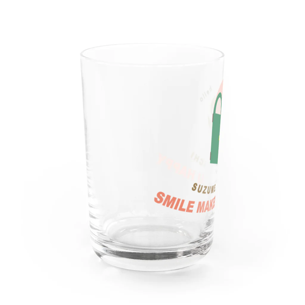 “すずめのおみせ” SUZURI店のHello! すずめだいきち Water Glass :left