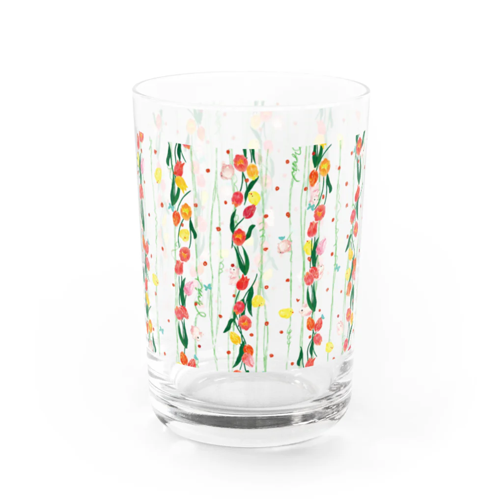 ルルエチュードのてんてんチューリップ（レッド） Water Glass :left