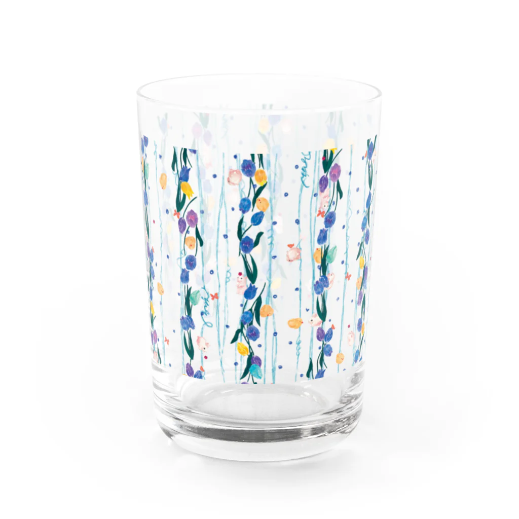 ルルエチュードのてんてんチューリップ（ブルー） Water Glass :left