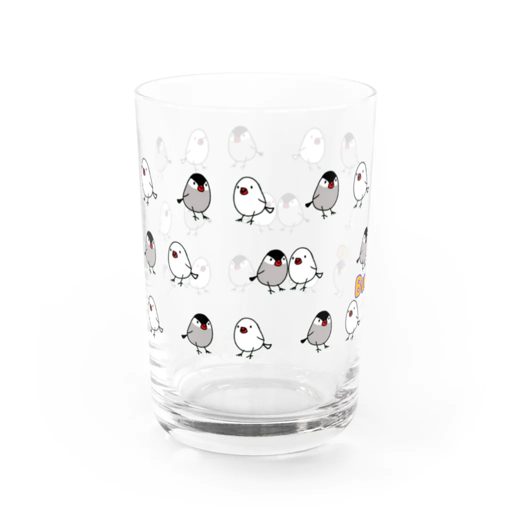 もるの文鳥いっぱいいっぱい Water Glass :left