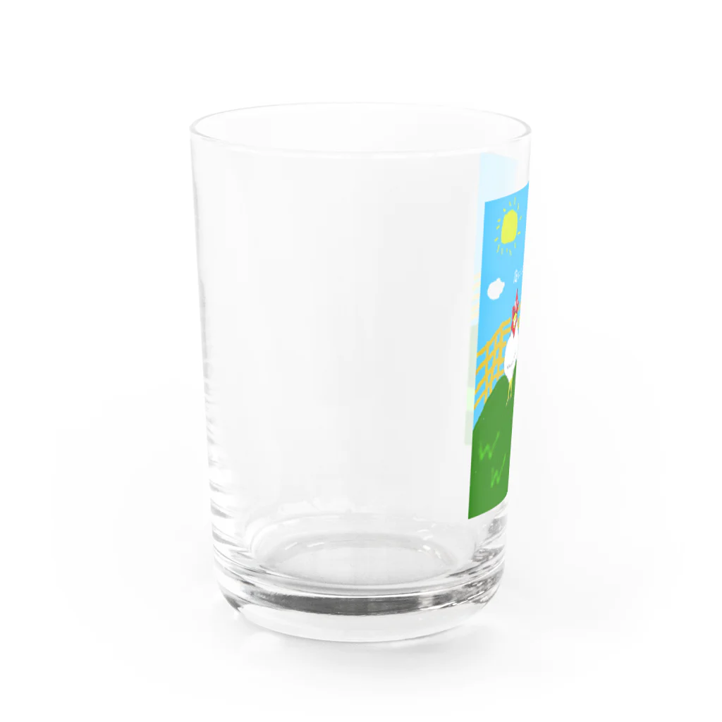 結崎 剛の庭には二羽ニワトリとワニがにや～ Water Glass :left