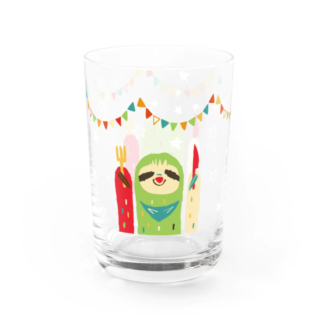 タバタ画房のなまけもの in the party（カラフル） Water Glass :left