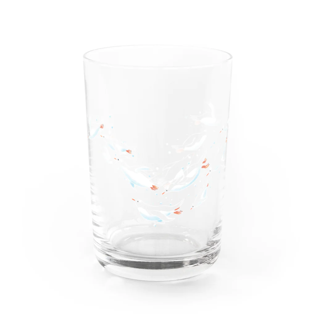 ハルノキ工房のグラスを泳ぐペンギン（ドリンク色） Water Glass :left