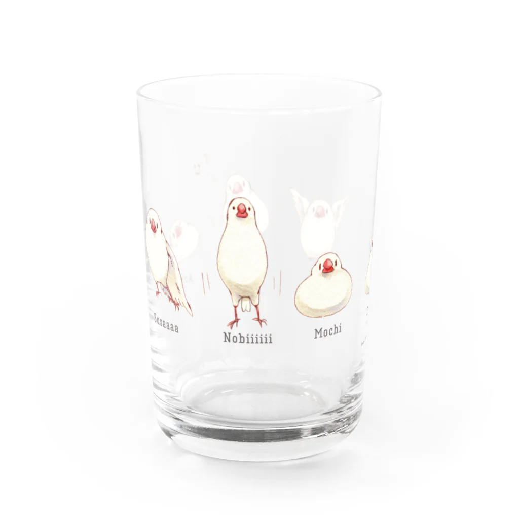 ことりマニア＠SUZURIの文鳥七変化 Water Glass :left