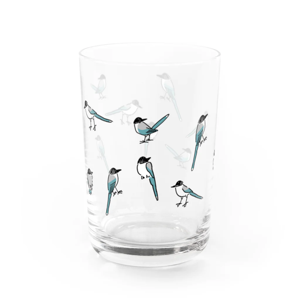 でこぱち商店のオナガだらけ Water Glass :left