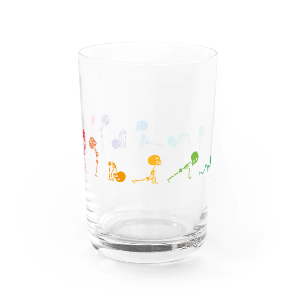 くねくね道の太陽礼拝ヨガガイコツ Water Glass :left