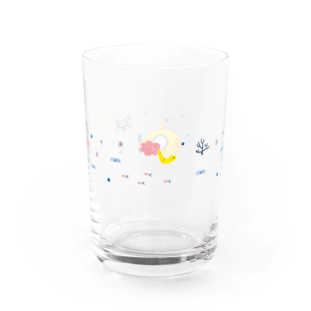 イラストレーター スズキトシエの潜水艦のねこのグラス Water Glass :left