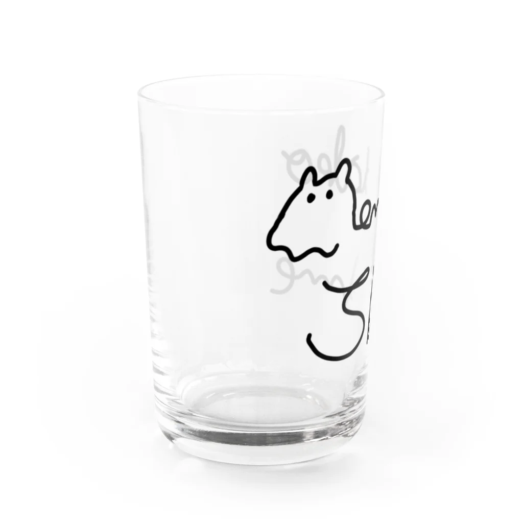 サメとメンダコ[namelessmm2]のサメとメンダコのラインロゴ(black) Water Glass :left