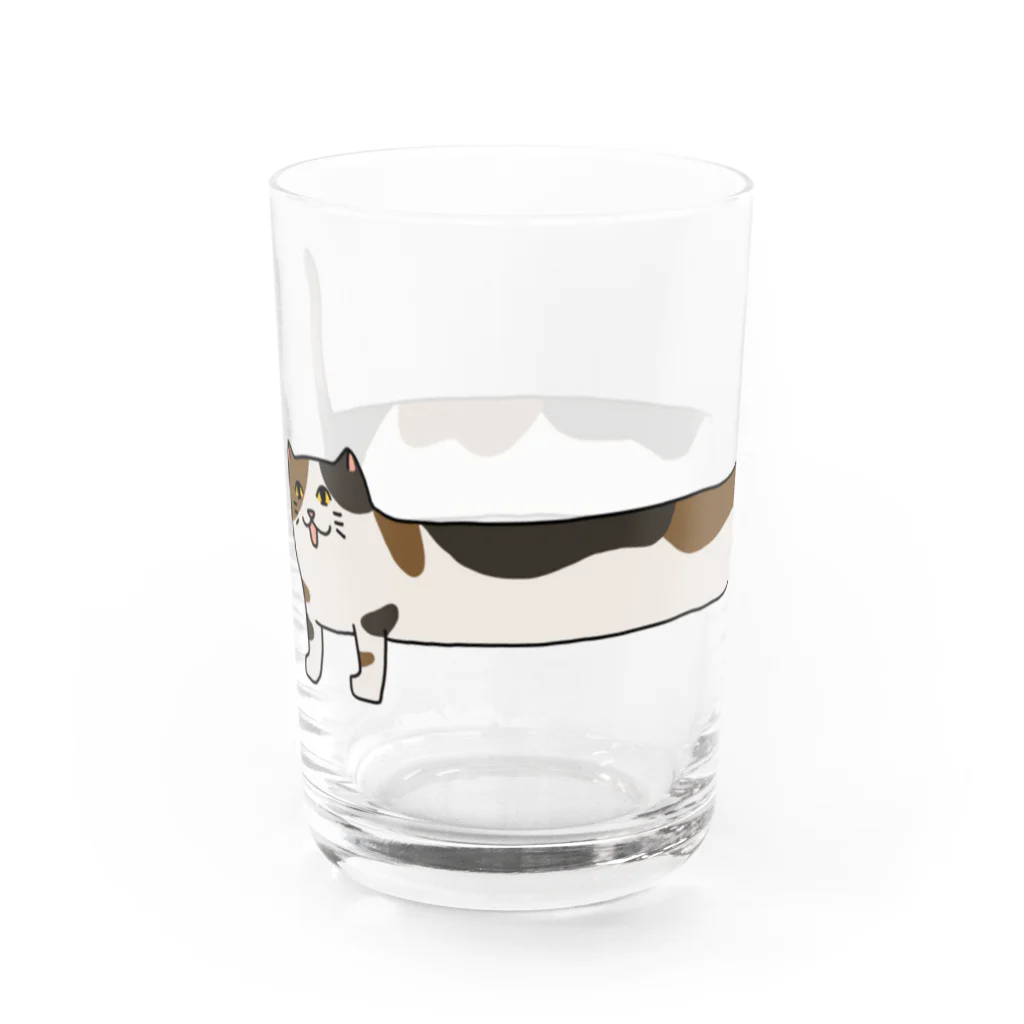 きなこしあんこの長い三毛猫 Water Glass :left