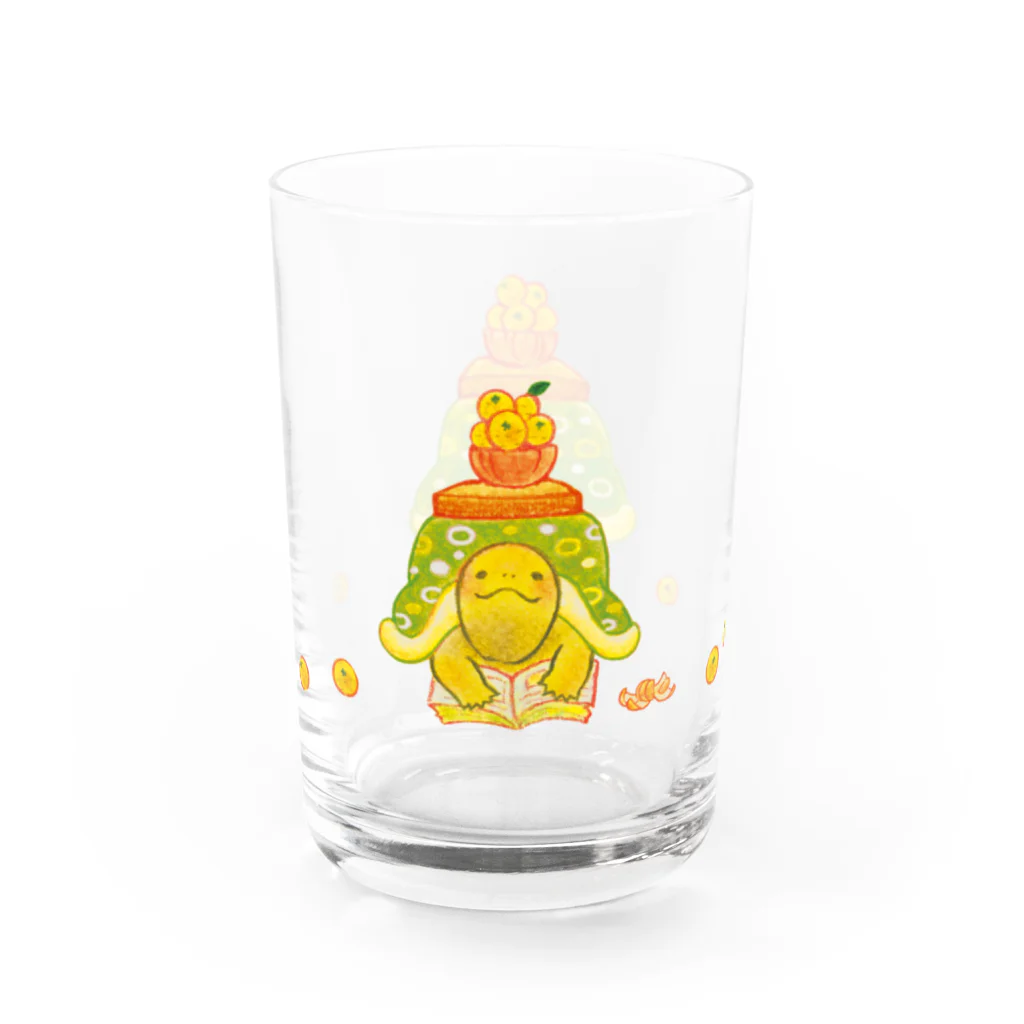 めろんぽっぷのお店だよのこたつカメのこたろー　緑　コロコロみかん Water Glass :left