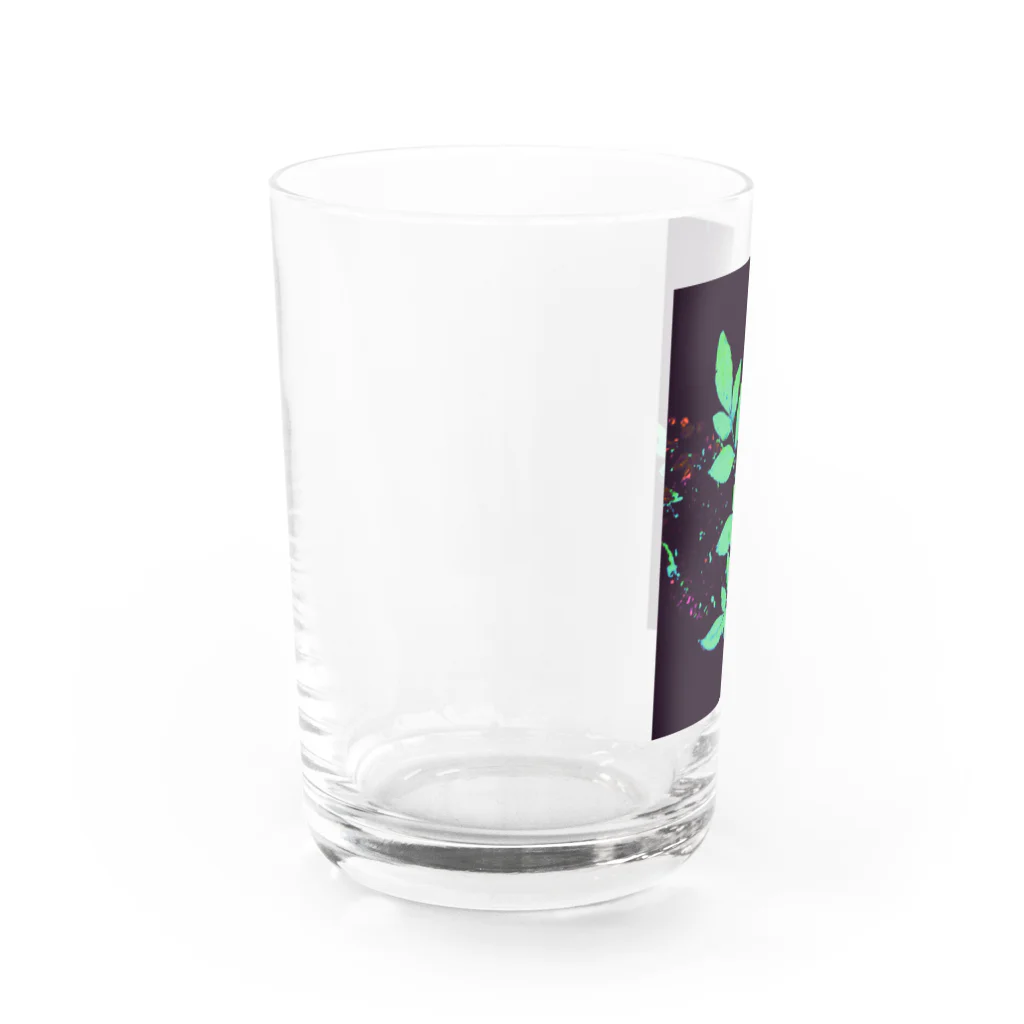 宵花火の枝葉(黒×グリーン) Water Glass :left