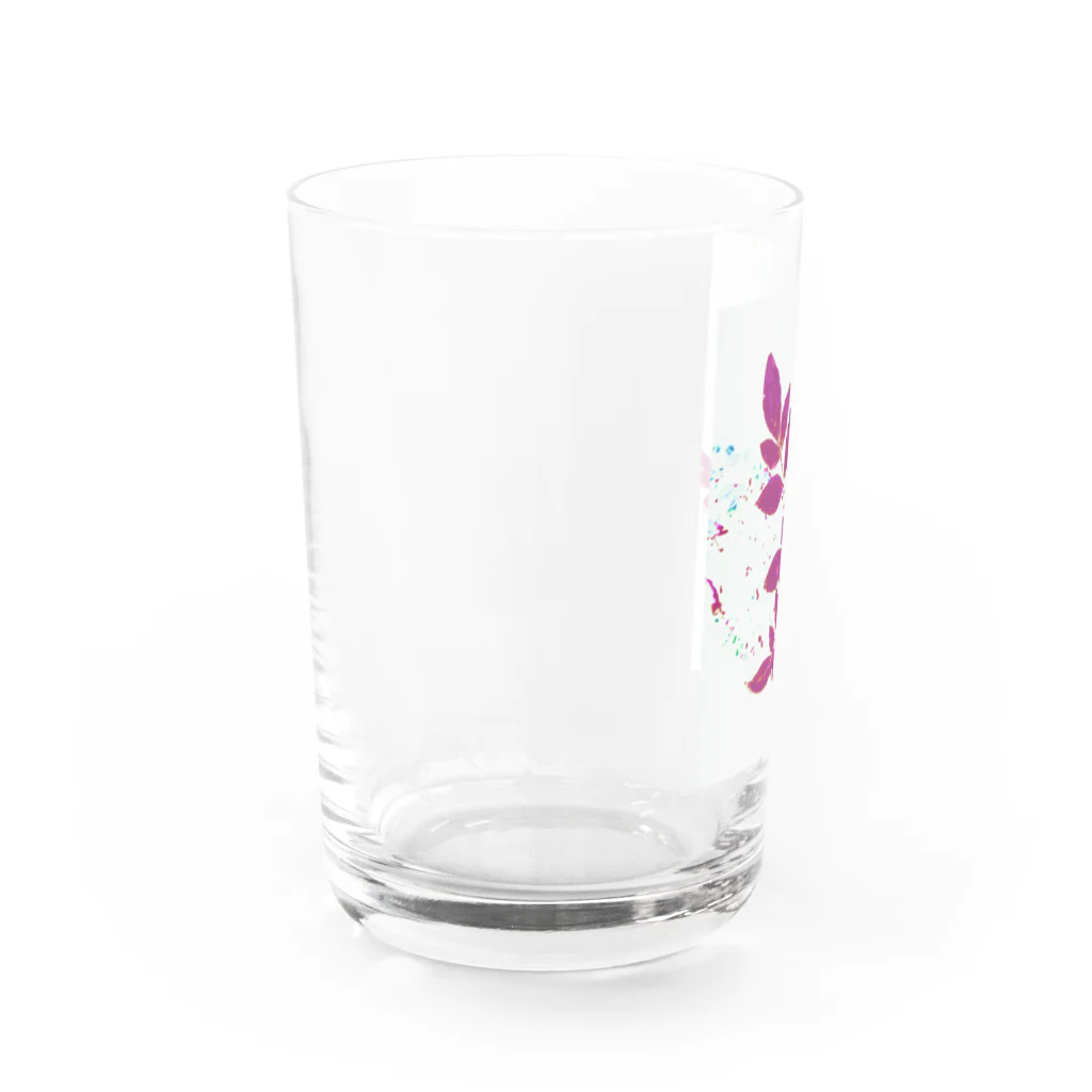 宵花火の枝葉(白×ピンク) グラス左面