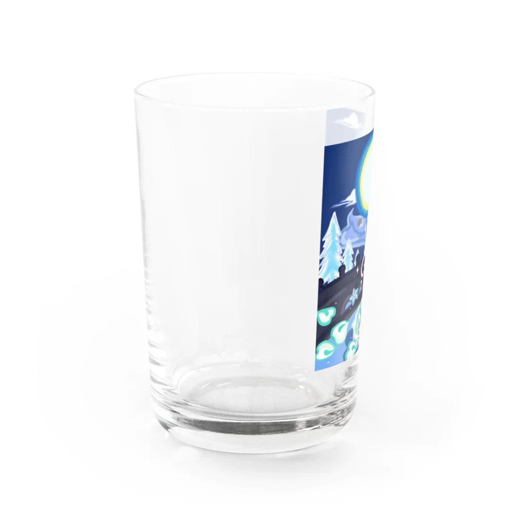 よもぎのショップの満月とねずみと花 Water Glass :left