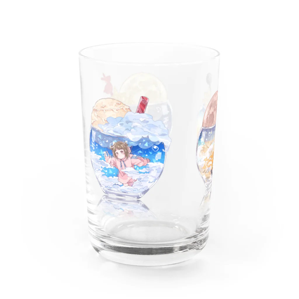 炭酸生活の空のクリームソーダ Water Glass :left