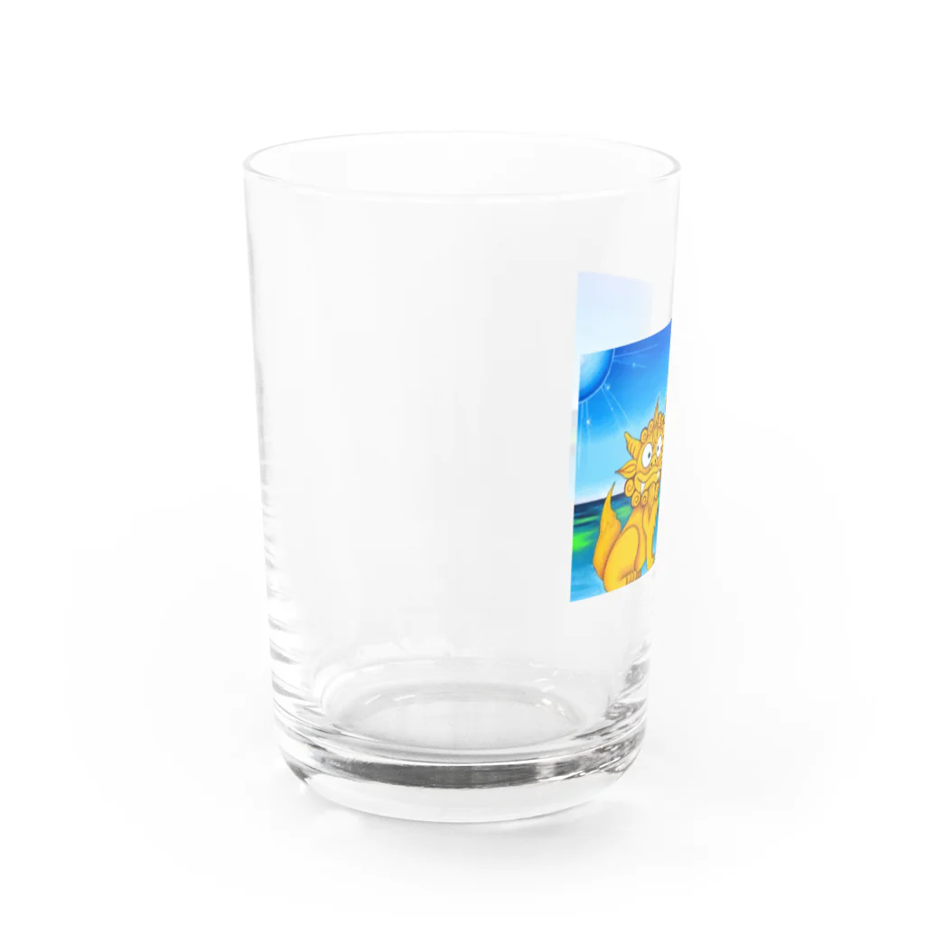 チョークアートゆらり沖縄の守り神シーサー Water Glass :left