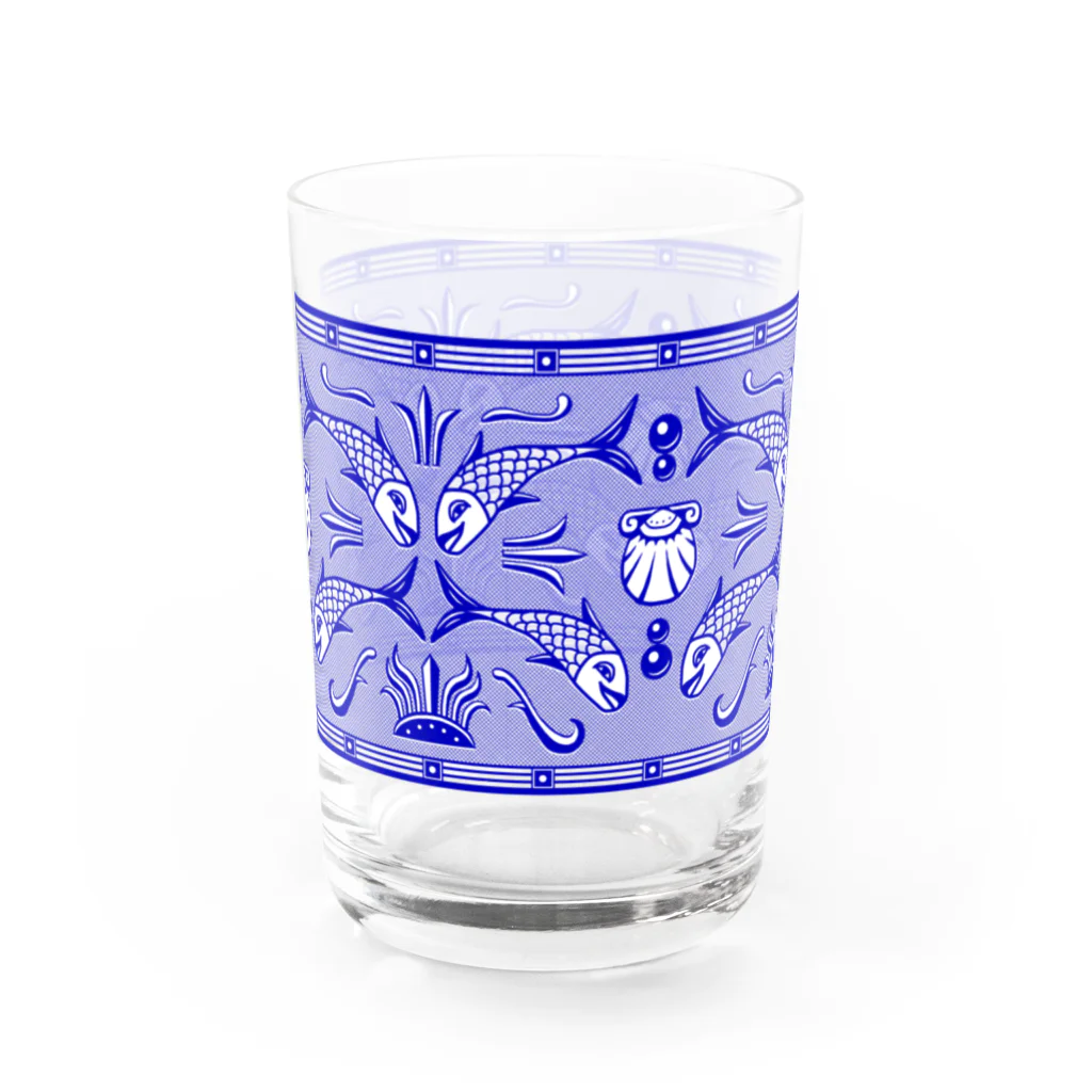 もようをつくる・ポペリカンの青いお魚グラス Water Glass :left