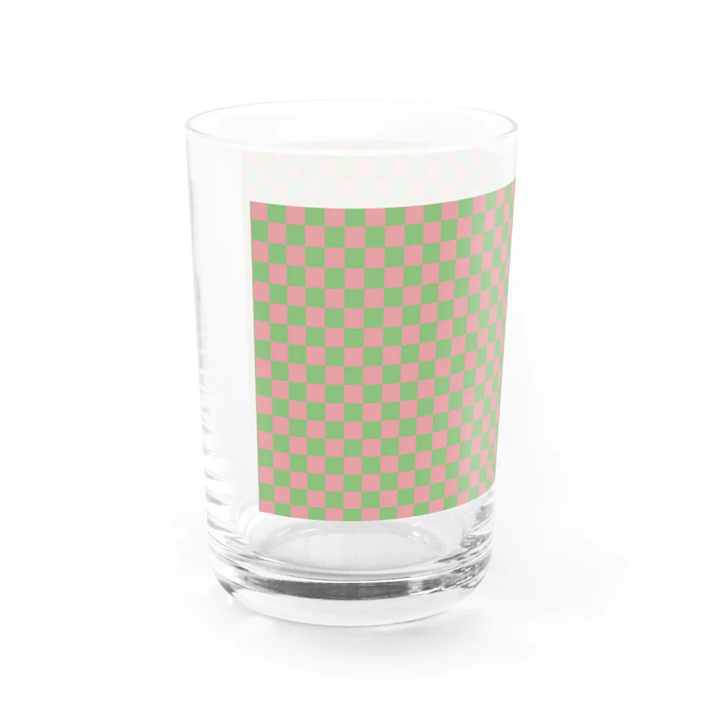 misa_misa_9の緑&ぴんくチェック グラス左面