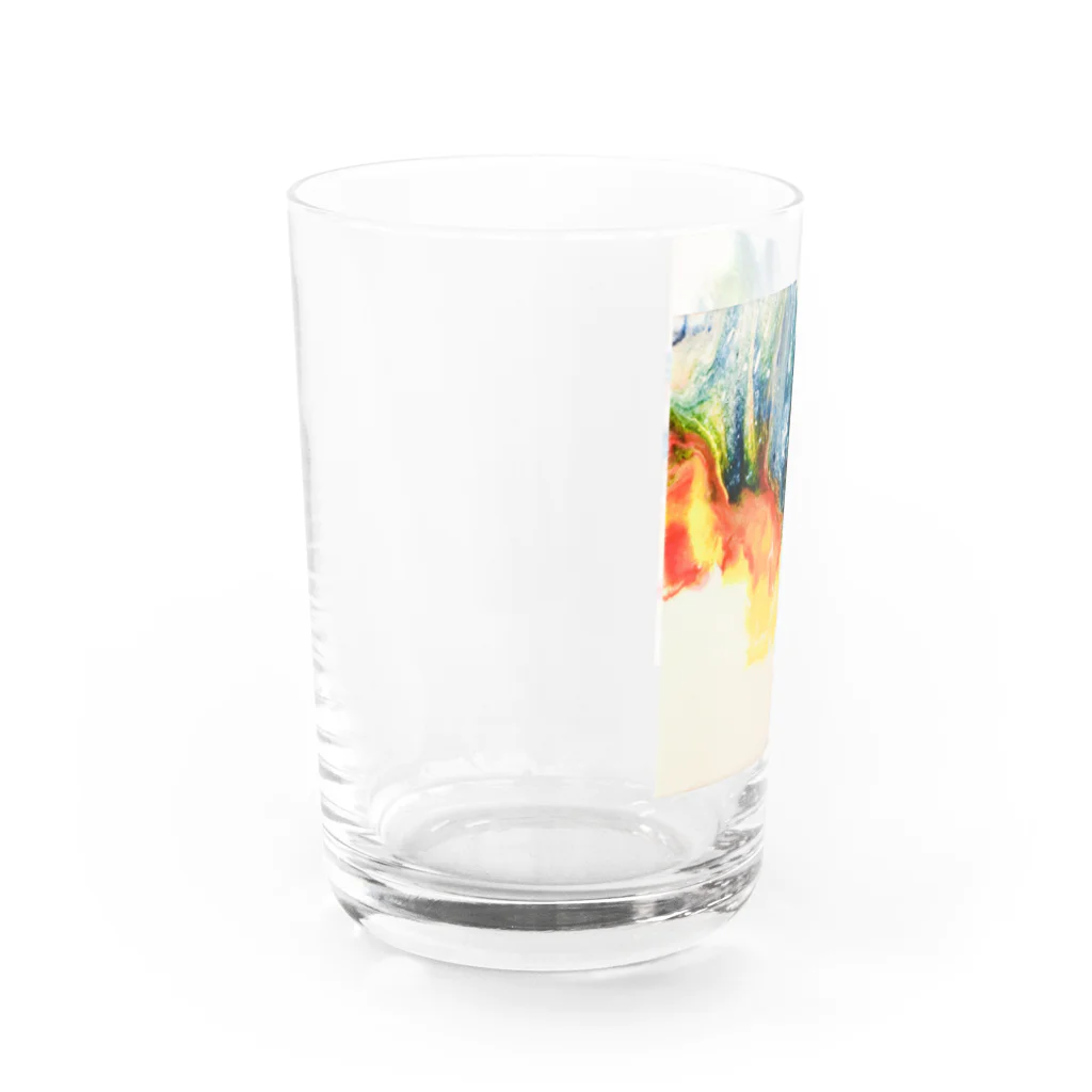 Akiyoのフィレンツェ画房 のオレンジ・黄・ブルーの炎 Water Glass :left