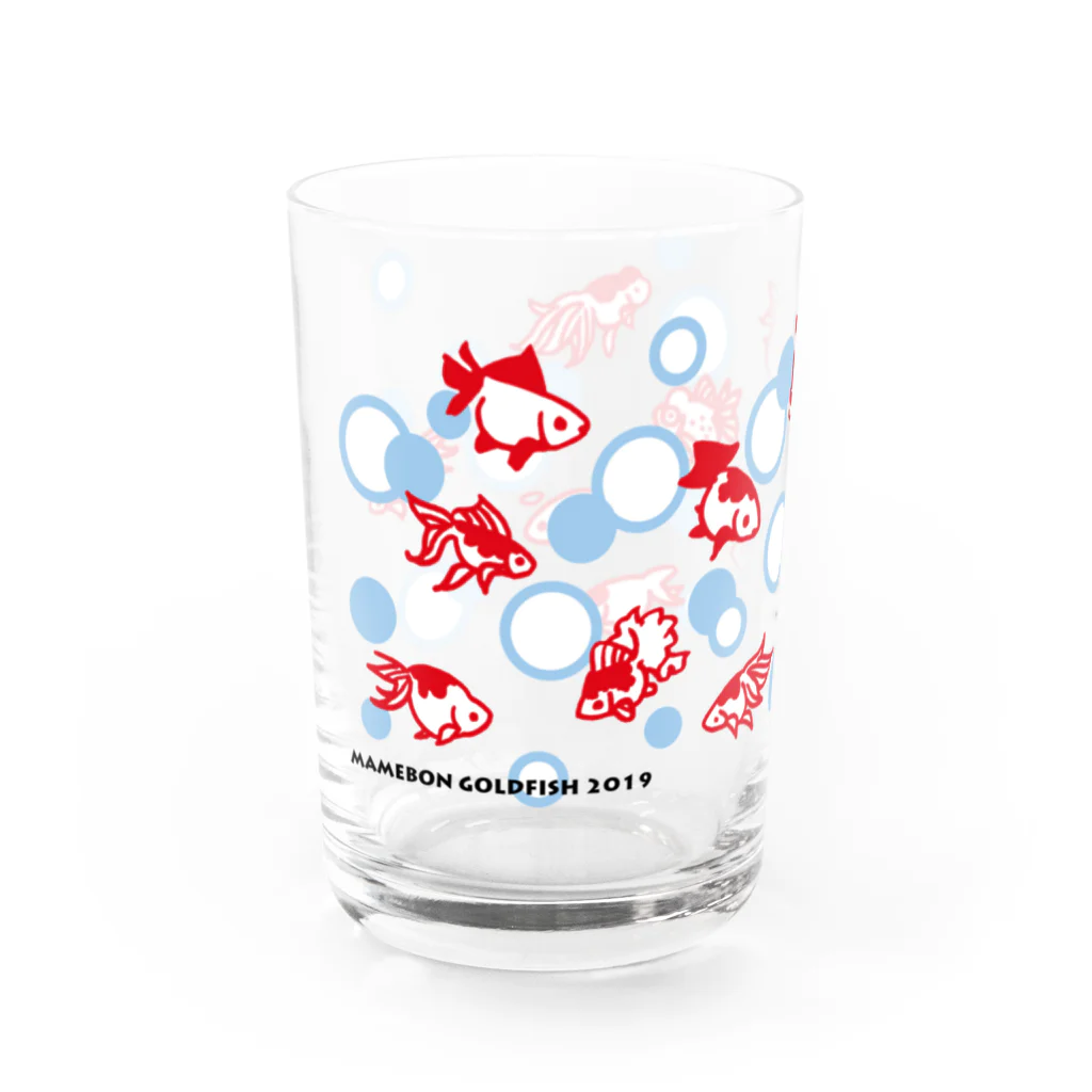 鉄格子乃人魚SUZURI支店のまめぼんはんこ金魚2019 Water Glass :left