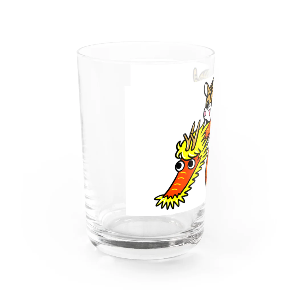 ゴロ画伯におまかせ！のにゃんこバスと赤い龍 Water Glass :left