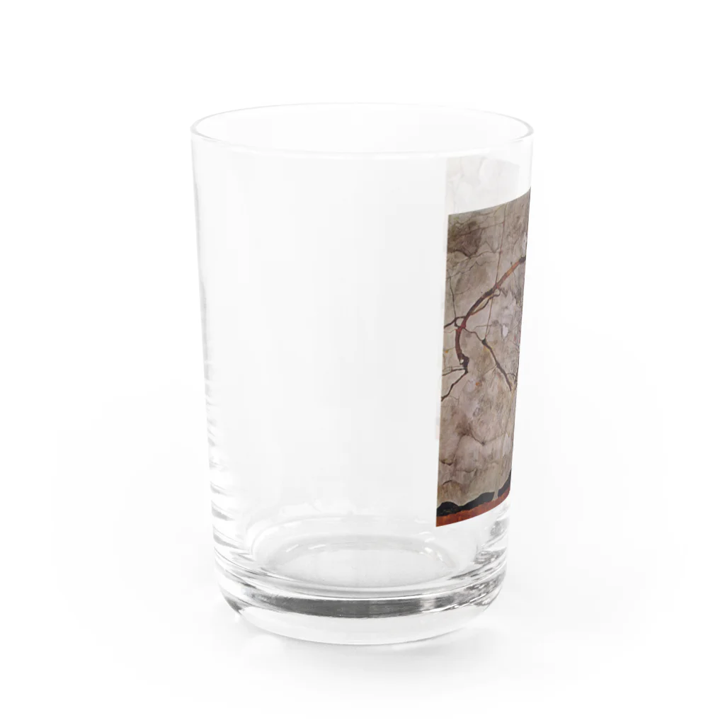 Takahashijunの【アート系】エゴンシーレ 吹き荒れる風の中の秋の木 Water Glass :left