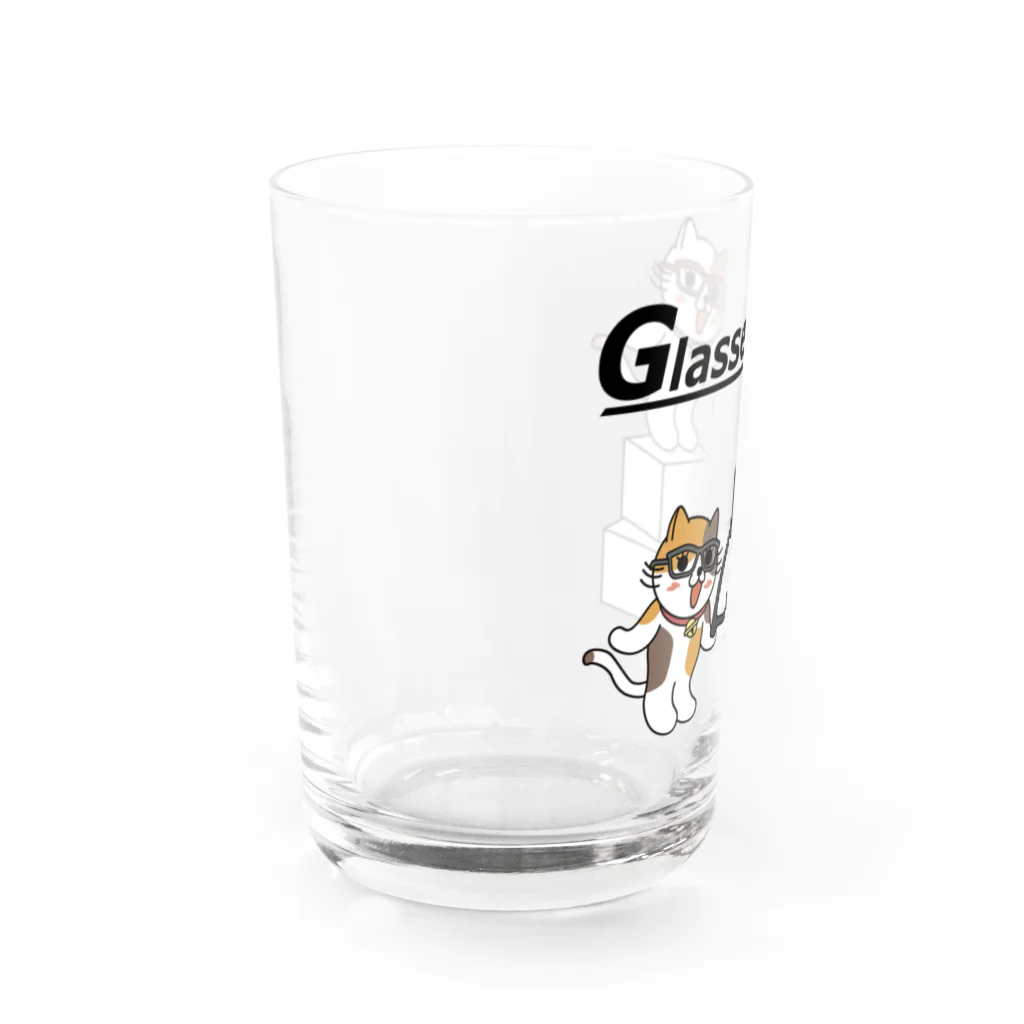 楽猫楽描しげ屋のメガネにゃんこ Water Glass :left