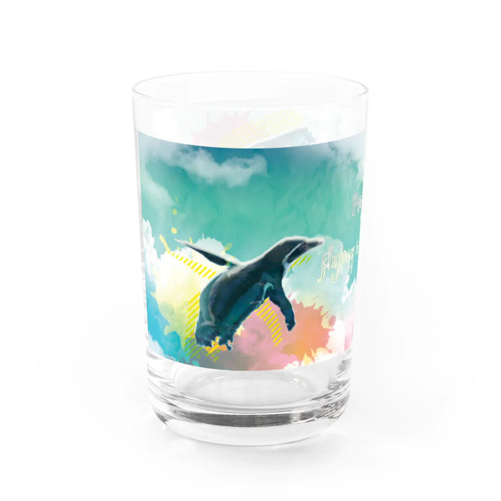 さざなみ星雲のソラトブペンギン Water Glass :left